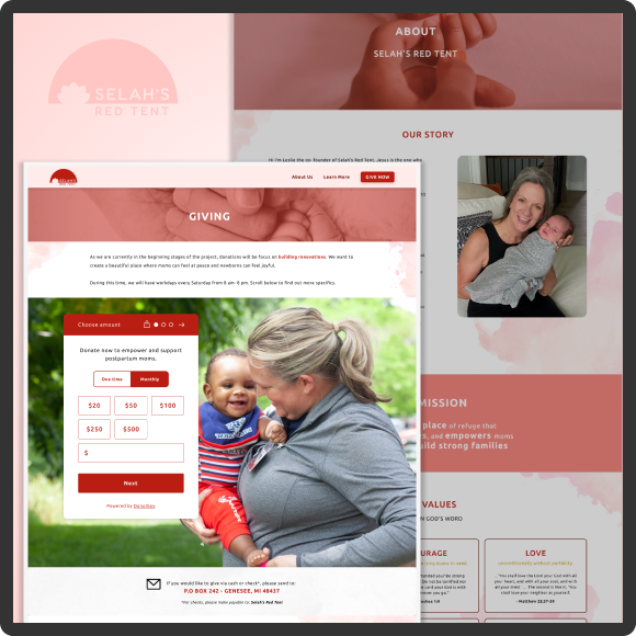 Visual display of Selah's Red Tent website